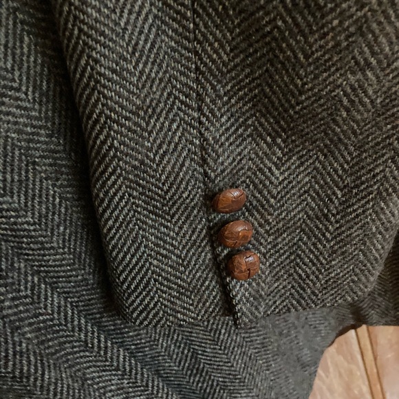 Vintage Benchley Limited Classic Wool Tweed Blazer Leather Wrapped Buttons - Picture 7 of 8